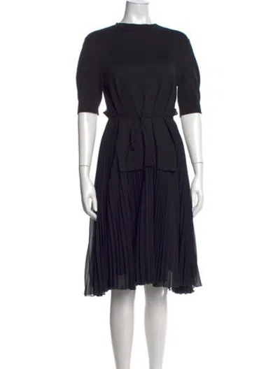 Pre-owned Adeam Crew Neck Midi Length Dress In Black