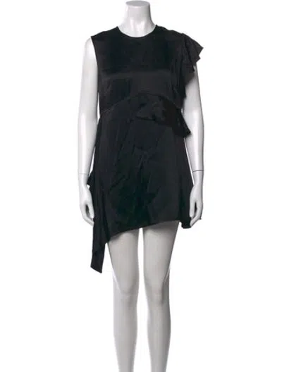 Pre-owned Adeam Crew Neck Mini Dress In Black