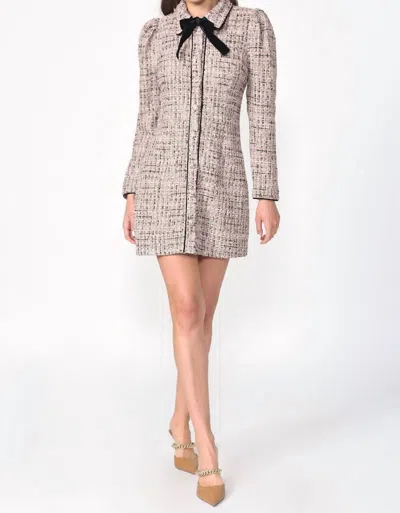 Adelyn Rae Elizabeth Tweed Button Down Front Dress In Pink In Gray