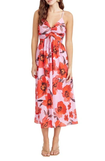 Adelyn Rae Floral Print Sundress In Pink Red