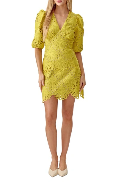 Adelyn Rae Harper Lace Minidress In Cyber Lime