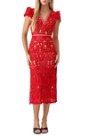 Adelyn Rae Lace Midi Dress In Red Poppy Tl