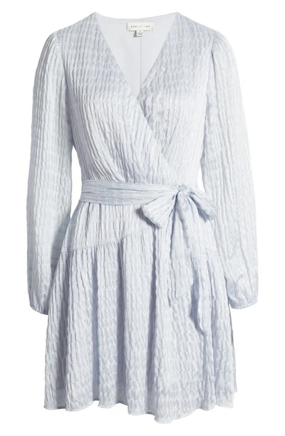 Adelyn Rae Long Sleeve Chiffon Mini Wrap Dress In Sky