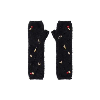 Adiba Women's Black Éternal Amour Charm Gloves