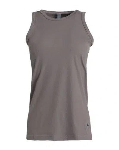 Adidas By Stella Mccartney Asmc Rib Tank Woman Tank Top Dove Grey Size L Recycled Polyester