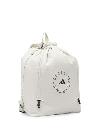 Adidas By Stella Mccartney Logo-print Drawstring Backpack In White