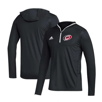 Adidas Originals Adidas Black Carolina Hurricanes Team Long Sleeve Quarter-zip Hoodie T-shirt