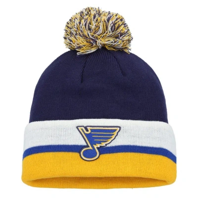 Adidas Originals Adidas Navy St. Louis Blues Team Stripe Cuffed Knit Hat With Pom