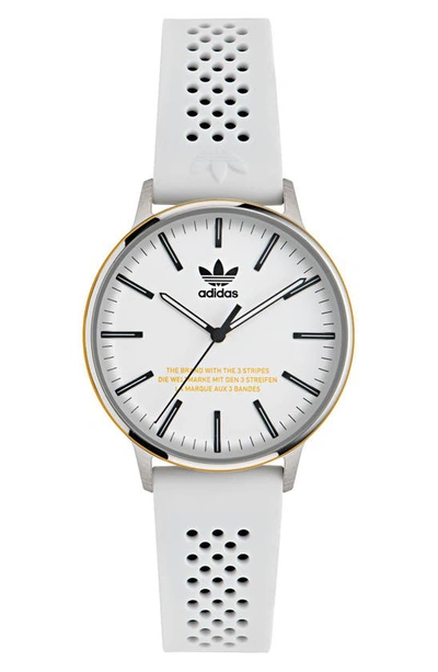 Adidas Originals Ao Silicone Strap Watch In White