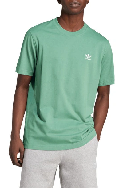 Adidas Originals Essentials Trefoil Embroidered Cotton T-shirt In Preloved Green