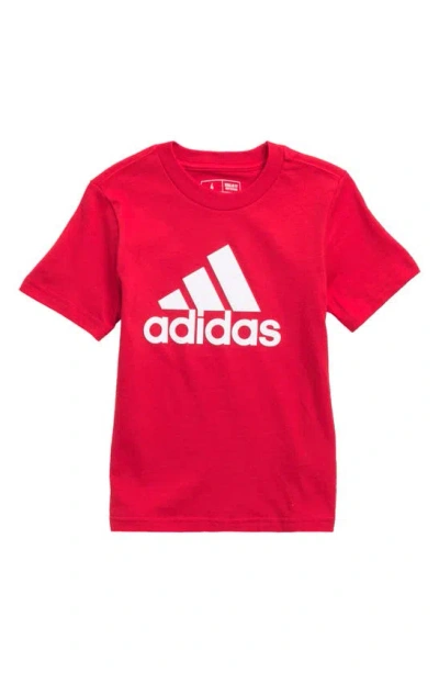Adidas Originals Kids' Core Logo Cotton Jersey Graphic T-shirt In Red