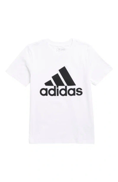 Adidas Originals Kids' Core Logo Cotton Jersey Graphic T-shirt In White