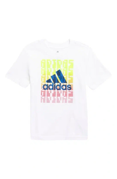 Adidas Originals Kids' Neon Logo Cotton Graphic T-shirt In White