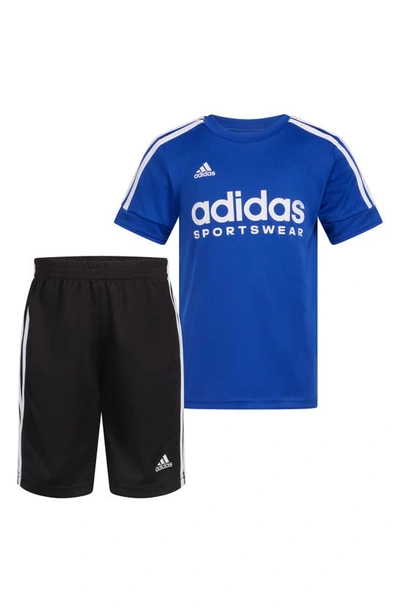 Adidas Originals Kids' Soccer T-shirt & Shorts Set In Semi Lucid Blue