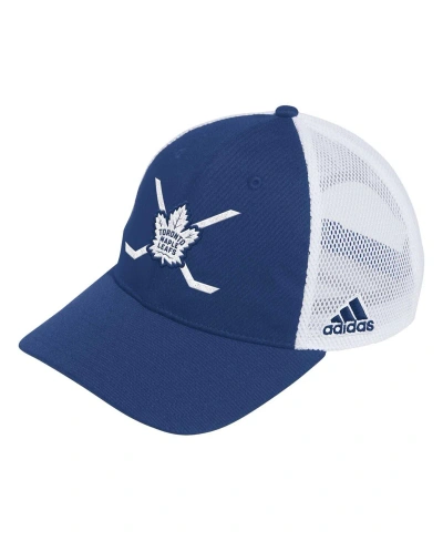 Adidas Originals Men's Adidas Blue, White Toronto Maple Leafs Cross Sticks Trucker Adjustable Hat In Blue,white