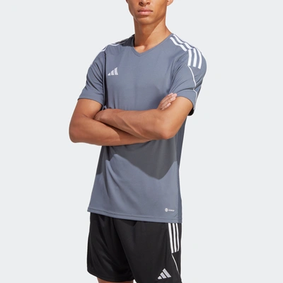 Adidas Originals Men's Tiro 23 League Slim-fit Performance 3-stripes T-shirt In Grey