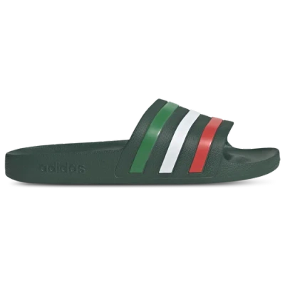 Adidas Originals Mens Adidas Adilette Aqua Slides In Team Dark Green/bright Red/ftwr White