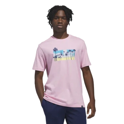 Adidas Originals Mens Adidas Summer Sunset Graphic T-shirt In True Pink