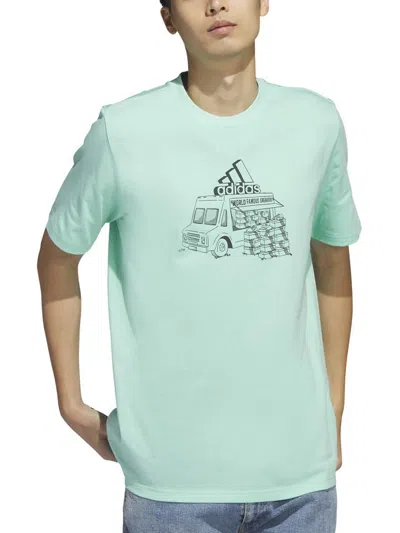 Adidas Originals Mens Crewneck Short Sleeve Graphic T-shirt In Green