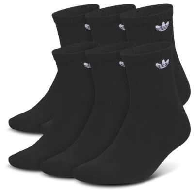Adidas Originals Trefoil 6 Pack Quarter Socks In Black/black