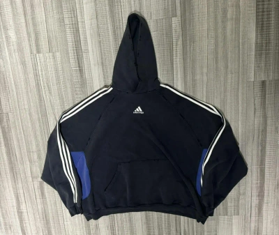 Pre-owned Adidas X Balenciaga Oversized  Navy/purple Washed Hoodie