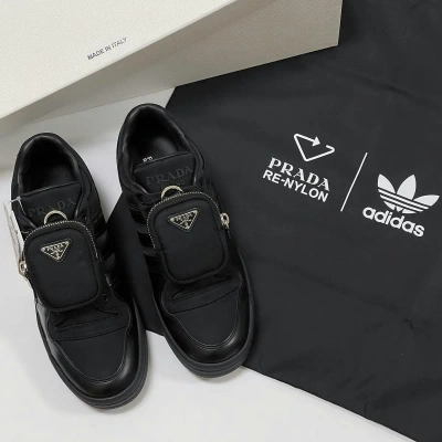 Pre-owned Adidas X Prada Adidas Re-nylon Forum Low Black Sneakers Size 11