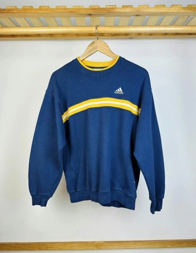 Pre-owned Adidas X Vintage Adidas Vintage Crewneck Sweatshirt Small Logo Y2k In Blue