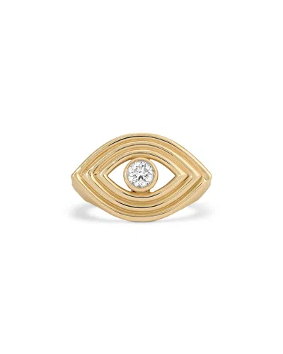 Adina Reyter 14k Yellow Gold Groovy Diamond Lab Grown Diamond Evil Eye Ring