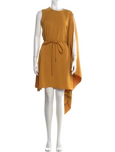 Pre-owned Adolfo Dominguez Crew Neck Mini Dress In Neutrals