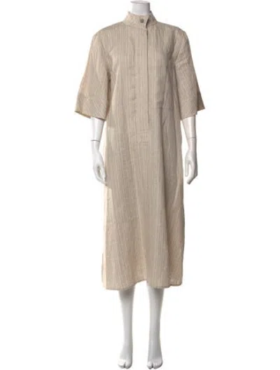 Pre-owned Adolfo Dominguez Linen Long Dress In Neutrals