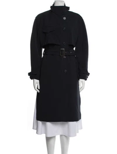 Pre-owned Adolfo Dominguez Trench Coat In Black/blue