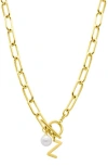 Adornia 14k Gold Plated Initial & Pearl Pendant Necklace