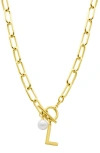 Adornia 14k Gold Plated Initial & Pearl Pendant Necklace In Gold-l