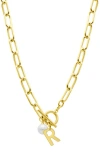 Adornia 14k Gold Plated Initial & Pearl Pendant Necklace In Gold-r