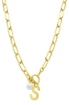 Adornia 14k Gold Plated Initial & Pearl Pendant Necklace