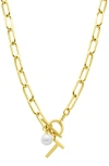 Adornia 14k Gold Plated Initial & Pearl Pendant Necklace In Gold-t