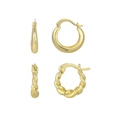 Adornia 14k Gold Plated Set Of 2 Purse Hoop Earrings