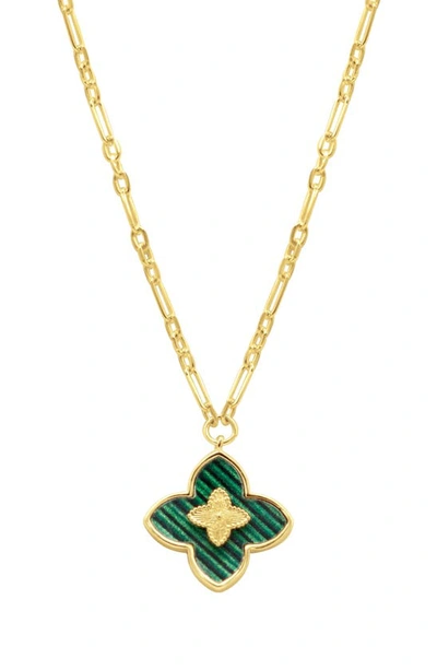 Adornia Clover Enamel Pendant Neckace In Green