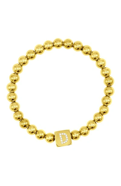 Adornia Crystal Initial Stretch Bracelet In Gold-d