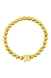 Adornia Crystal Initial Stretch Bracelet In Gold