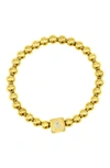 Adornia Crystal Initial Stretch Bracelet In Gold-a