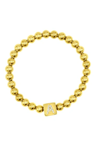 Adornia Crystal Initial Stretch Bracelet In Gold