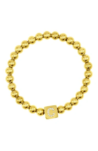 Adornia Crystal Initial Stretch Bracelet In Gold