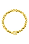 Adornia Crystal Initial Stretch Bracelet In Gold-e