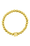 Adornia Crystal Initial Stretch Bracelet In Gold- F