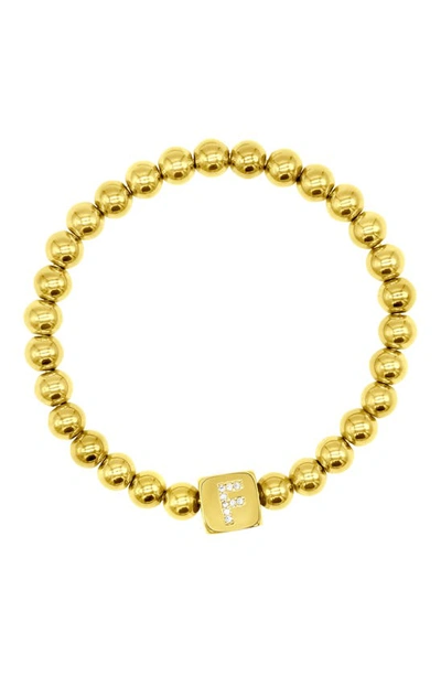 Adornia Crystal Initial Stretch Bracelet In Gold- F