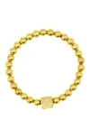 Adornia Crystal Initial Stretch Bracelet In Gold-g