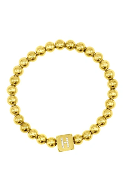 Adornia Crystal Initial Stretch Bracelet In Gold-h