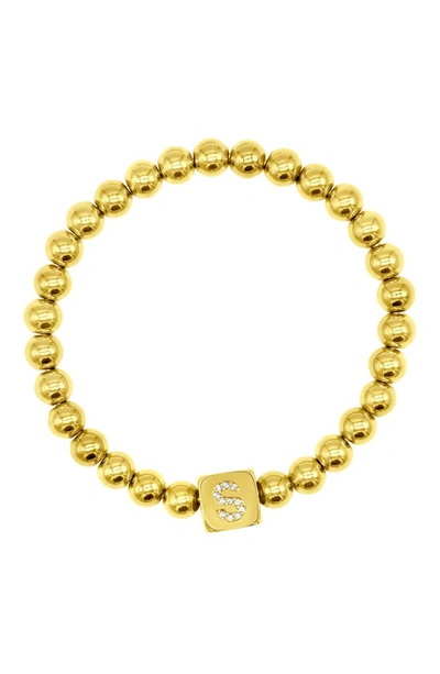 Adornia Crystal Initial Stretch Bracelet In Gold-s