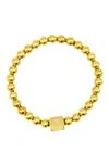 Adornia Crystal Initial Stretch Bracelet In Gold-t